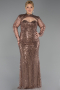 Robe De Soirée Grande Taille Longue Perlé Cuivre ABU6357