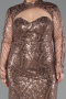 Robe De Soirée Grande Taille Longue Perlé Cuivre ABU6357