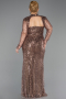 Robe De Soirée Grande Taille Longue Perlé Cuivre ABU6357