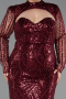 Robe De Soirée Grande Taille Longue Perlé Rouge Bordeaux ABU6357