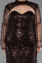 Robe De Soirée Grande Taille Longue Perlé Brun ABU6357