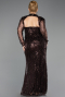 Robe De Soirée Grande Taille Longue Perlé Brun ABU6357