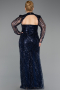 Robe De Soirée Grande Taille Longue Perlé Bleu Marine ABU6357
