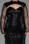 Robe De Soirée Grande Taille Longue Perlé Noir ABU6357