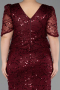 Robe De Soirée Grande Taille Longue Perlé Rouge Bordeaux ABU6334