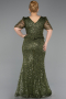 Robe de Soirée Grande Taille Longue Perlé Kaki ABU6334