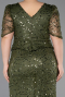 Robe de Soirée Grande Taille Longue Perlé Kaki ABU6334