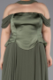 Robe de Soirée Grande Taille Longue Mousseline Kaki ABU5551