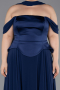 Robe de Soirée Grande Taille Longue Mousseline Bleu Marine ABU5551