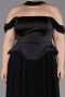 Robe de Soirée Grande Taille Longue Mousseline Noir ABU5551