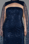 Robe De Soirée Grande Taille Longue Perlé Bleu Marine ABU6346