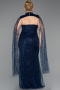 Robe De Soirée Grande Taille Longue Perlé Bleu Marine ABU6346