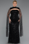Robe De Soirée Grande Taille Longue Perlé Noir ABU6346