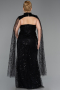 Robe De Soirée Grande Taille Longue Perlé Noir ABU6346
