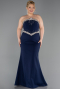 Robe De Soirée Grande Taille Longue Bleu Marine ABU6338