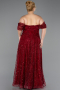Robe De Soirée Grande Taille Longue Perlé Rouge Bordeaux ABU6347