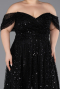 Robe De Soirée Grande Taille Longue Perlé Noir ABU6347