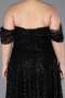 Robe De Soirée Grande Taille Longue Perlé Noir ABU6347