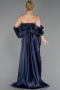 Robe De Soirée Grande Taille Longue Squameuse Bleu Marine ABU6312