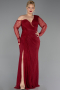 Robe De Soirée Grande Taille Longue Dantelle Rouge Bordeaux ABU6339