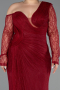 Robe De Soirée Grande Taille Longue Dantelle Rouge Bordeaux ABU6339