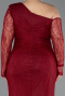 Robe De Soirée Grande Taille Longue Dantelle Rouge Bordeaux ABU6339