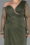 Robe De Soirée Grande Taille Longue Dantelle Kaki ABU6339