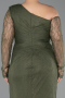 Robe De Soirée Grande Taille Longue Dantelle Kaki ABU6339