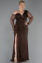 Robe De Soirée Grande Taille Longue Dantelle Brun ABU6339