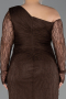 Robe De Soirée Grande Taille Longue Dantelle Brun ABU6339