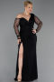Robe De Soirée Grande Taille Longue Dantelle Noir ABU6339