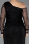Robe De Soirée Grande Taille Longue Dantelle Noir ABU6339