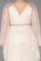 Robe de Soirée Grande Taille Longue Perlé Beige ABU6350