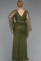 Robe De Soirée Grande Taille Longue Perlé Kaki ABU6350