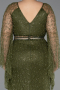 Robe De Soirée Grande Taille Longue Perlé Kaki ABU6350