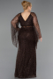 Robe De Soirée Grande Taille Longue Perlé Brun ABU6350
