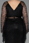 Robe De Soirée Grande Taille Longue Perlé Noir ABU6350