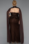 Robe de Soirée Grande Taille Longue Dantelle Brun ABU6361