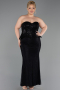 Robe de Soirée Grande Taille Longue Dantelle Noir ABU6361