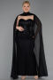 Robe de Soirée Grande Taille Longue Dantelle Noir ABU6361