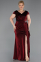 Robe de Soirée Grande Taille Longue Rouge Bordeaux ABU6362