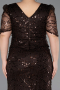 Robe de Soirée Grande Taille Longue Perlé Brun ABU6334