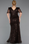 Robe de Soirée Grande Taille Longue Perlé Brun ABU6334