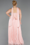 Robe De Soirée Grande Taille Longue Mousseline Saumon ABU5793