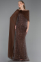 Robe de Soirée Longue Perlé Brun ABU5816