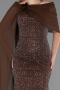 Robe de Soirée Longue Perlé Brun ABU5816