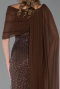 Robe de Soirée Longue Perlé Brun ABU5816
