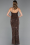 Robe de Soirée Longue Squameuse Brun ABU5713