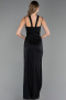 Tenue de Soirée Longue Satin Noir ABU6367
