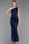 Robe de Soirée Longue Bleu Marine ABU6368